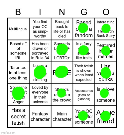 Oc Bingo with Kimi | image tagged in my hero academia | made w/ Imgflip meme maker
