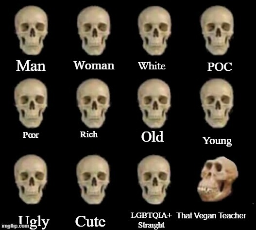 tvt sucks | Young | image tagged in monkey skull | made w/ Imgflip meme maker