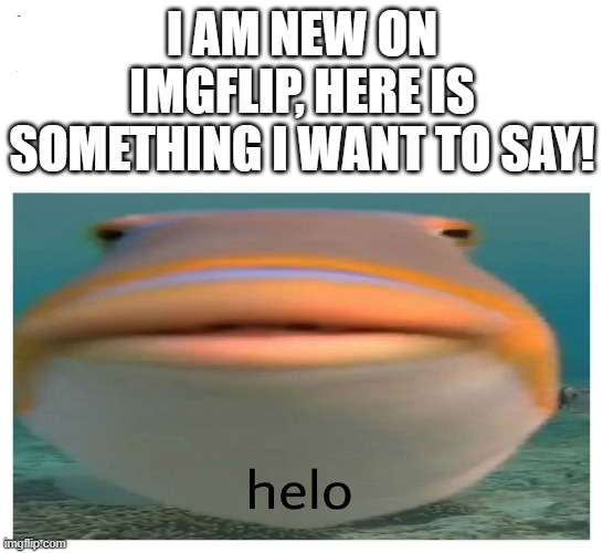 Hello | I AM NEW ON IMGFLIP, HERE IS SOMETHING I WANT TO SAY! | image tagged in helo fish | made w/ Imgflip meme maker