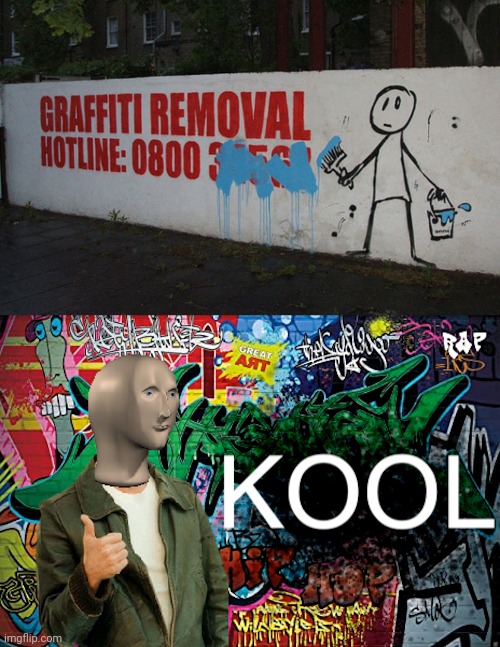 Just had to do it | image tagged in meme man kool graffiti version,artistic,facial expressions,painting,bob ross | made w/ Imgflip meme maker