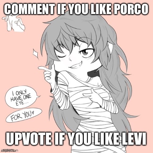 Attack on Titan | COMMENT IF YOU LIKE PORCO; UPVOTE IF YOU LIKE LEVI | image tagged in eto yoshimura | made w/ Imgflip meme maker