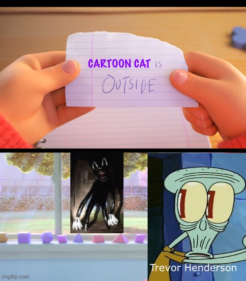 X is outside |  CARTOON CAT; Trevor Henderson | image tagged in x is outside,cartoon cat,turning red,trevor henderson,cats | made w/ Imgflip meme maker
