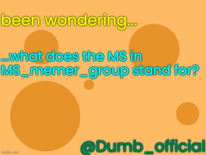 Mostly small | been wondering... ...what does the MS in MS_memer_group stand for? @Dumb_official | image tagged in no_watermark | made w/ Imgflip meme maker