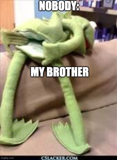 Gay kermit | NOBODY:; MY BROTHER | image tagged in gay kermit | made w/ Imgflip meme maker