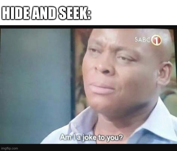 Am I a joke to you? | HIDE AND SEEK: | image tagged in am i a joke to you | made w/ Imgflip meme maker