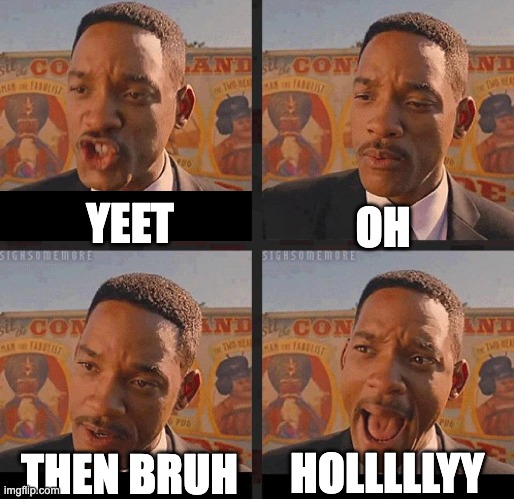 MEME2346 | OH; YEET; HOLLLLLYY; THEN BRUH | image tagged in but not because i'm black | made w/ Imgflip meme maker