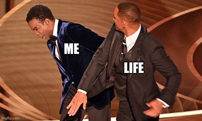 Will Smith hits Chris Rock | ME; LIFE | image tagged in chris rock,will smith,jada,hit,smack | made w/ Imgflip meme maker