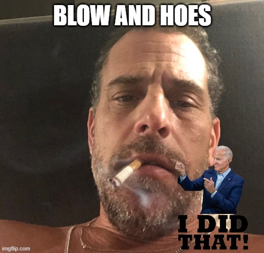 Hunter Biden | BLOW AND HOES | image tagged in hunter biden | made w/ Imgflip meme maker