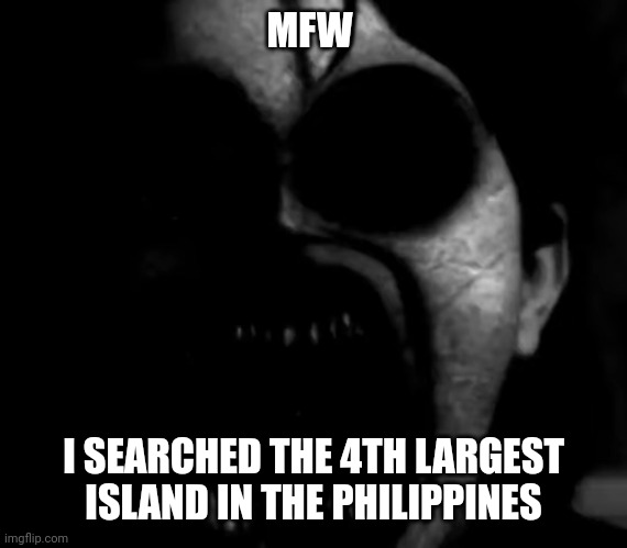 When you search the 4th largest island in the Philippines | MFW; I SEARCHED THE 4TH LARGEST ISLAND IN THE PHILIPPINES | image tagged in geography,mr incredible becoming uncanny | made w/ Imgflip meme maker