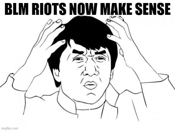 Jackie Chan WTF Meme | BLM RIOTS NOW MAKE SENSE | image tagged in memes,jackie chan wtf | made w/ Imgflip meme maker