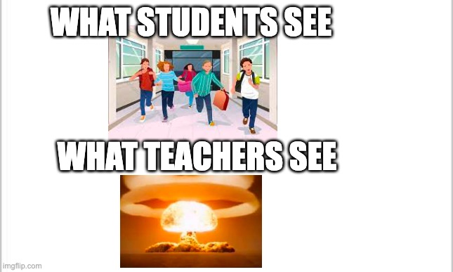 white background | WHAT STUDENTS SEE; WHAT TEACHERS SEE | image tagged in white background | made w/ Imgflip meme maker