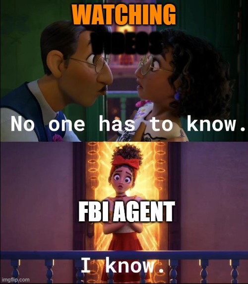 m 1st meme | WATCHING; VIDEOS; FBI AGENT | image tagged in no one is looking | made w/ Imgflip meme maker