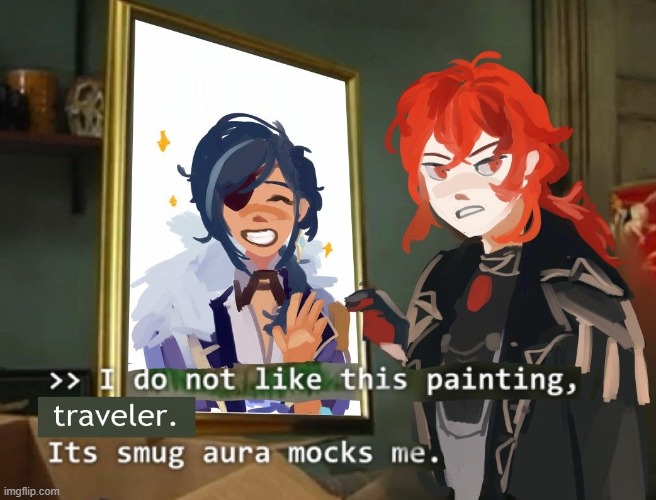 image tagged in genshin impact,painting,brothers,smug | made w/ Imgflip meme maker
