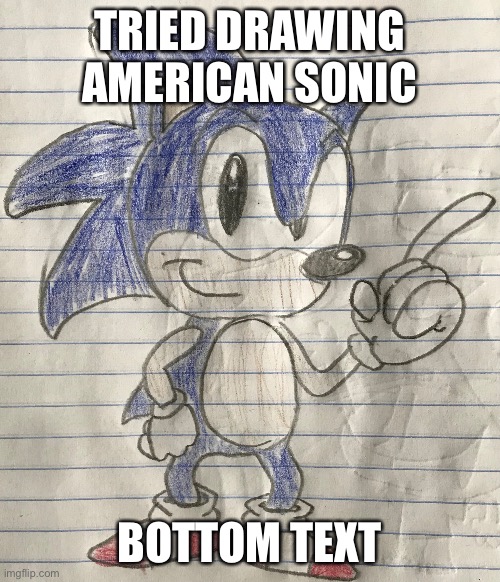 sonk | TRIED DRAWING AMERICAN SONIC; BOTTOM TEXT | image tagged in sonic the hedgehog | made w/ Imgflip meme maker