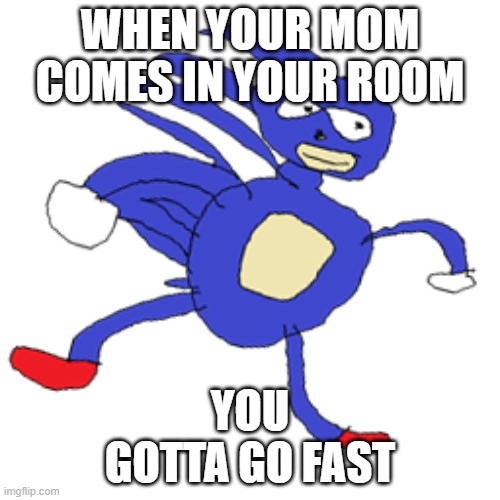 WHEN YOUR MOM COMES IN YOUR ROOM; YOU
GOTTA GO FAST | image tagged in memes | made w/ Imgflip meme maker