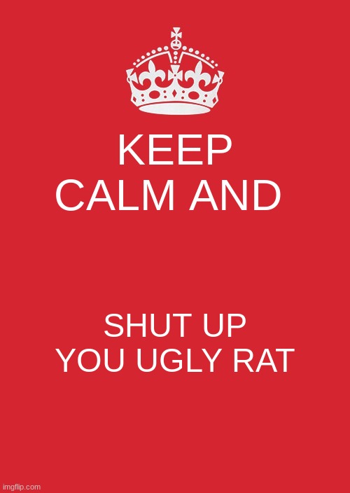 Keep Calm And Carry On Red | KEEP CALM AND; SHUT UP YOU UGLY RAT | image tagged in memes,keep calm and carry on red | made w/ Imgflip meme maker