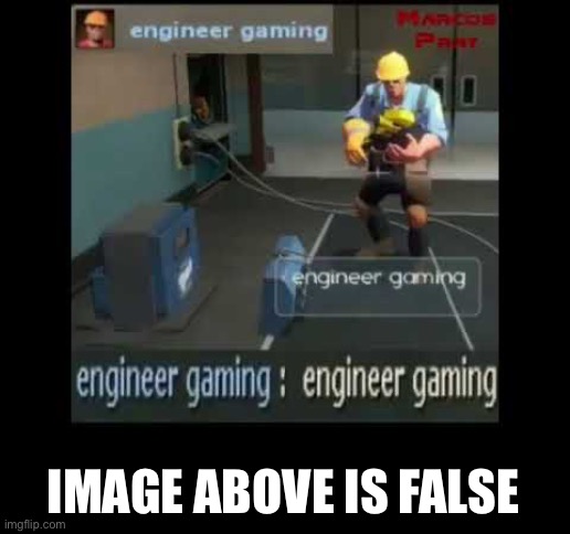 Please put Friday meme night in the rules, I am putting this on every title name because yea | IMAGE ABOVE IS FALSE | image tagged in engineer gaming | made w/ Imgflip meme maker