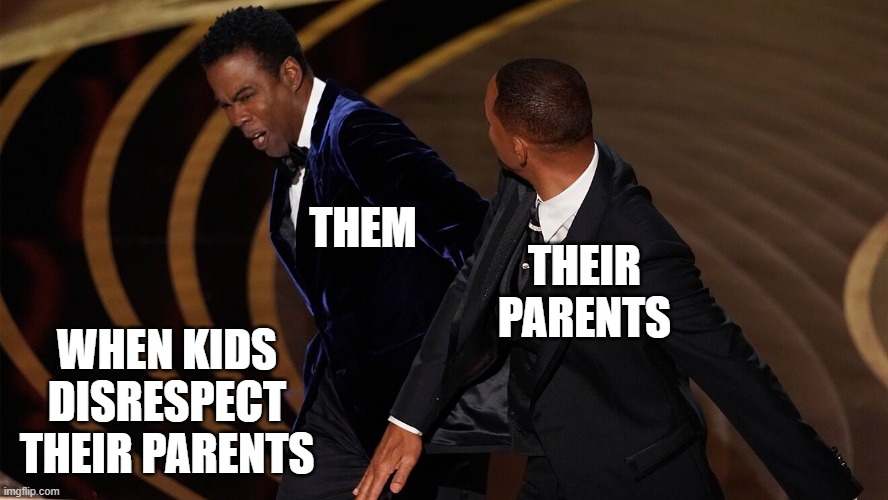 Will Smith Memes | THEM; THEIR PARENTS; WHEN KIDS DISRESPECT THEIR PARENTS | image tagged in will smith,chris rock,oscars,funny memes,slapped | made w/ Imgflip meme maker