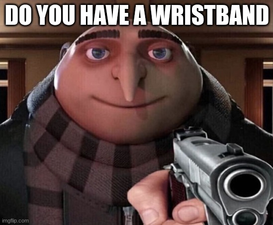 Wristband? | DO YOU HAVE A WRISTBAND | image tagged in gru gun | made w/ Imgflip meme maker