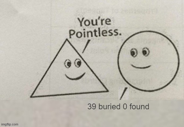 You're Pointless Blank | 39 buried 0 found | image tagged in you're pointless blank | made w/ Imgflip meme maker