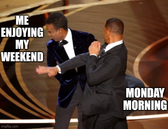 Monday | ME ENJOYING MY WEEKEND; MONDAY MORNING | image tagged in funny | made w/ Imgflip meme maker