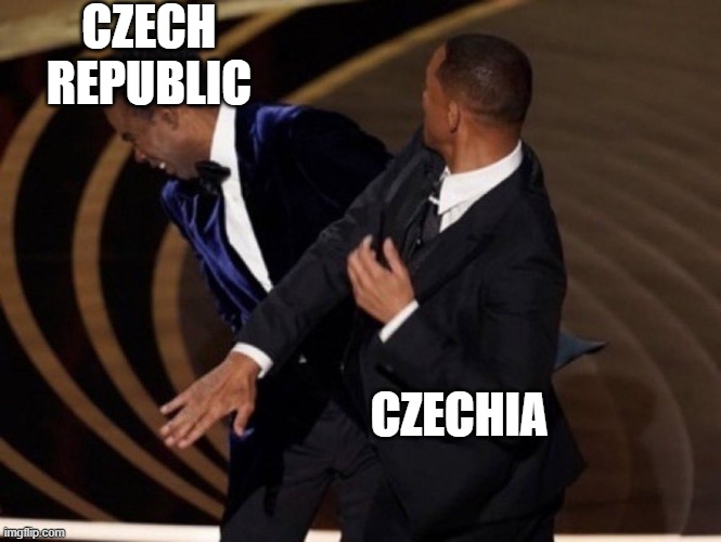 Czechia | CZECH REPUBLIC; CZECHIA | image tagged in smith slaps rock | made w/ Imgflip meme maker