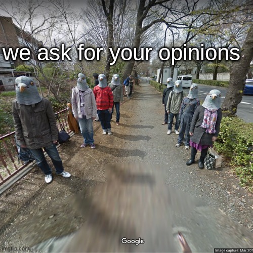 we ask for your opinions | made w/ Imgflip meme maker