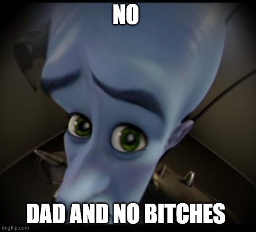 Megamind peeking | NO; DAD AND NO BITCHES | image tagged in no bitches | made w/ Imgflip meme maker