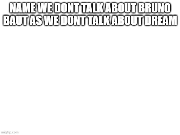 ehh | NAME WE DONT TALK ABOUT BRUNO BAUT AS WE DONT TALK ABOUT DREAM | image tagged in blank white template | made w/ Imgflip meme maker