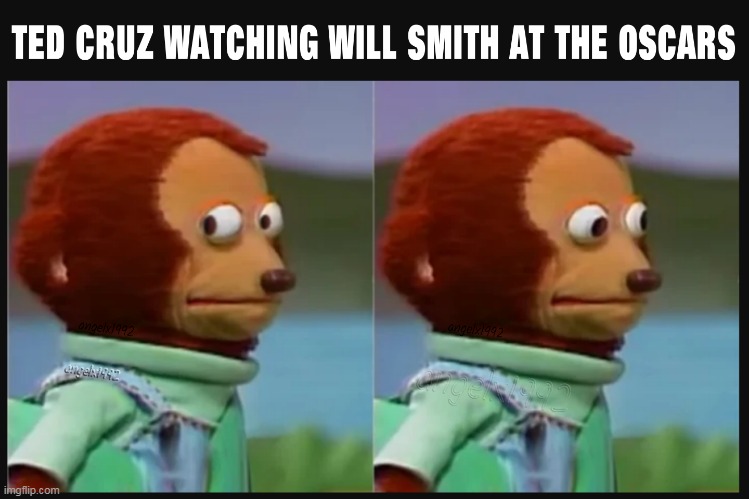 image tagged in monkey puppet,puppet monkey looking away,ted cruz,clown car,will smith punching chris rock,will smith chris rock | made w/ Imgflip meme maker