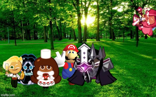 Mario finally beats girlboss raspberry | image tagged in landscape,cookie run | made w/ Imgflip meme maker