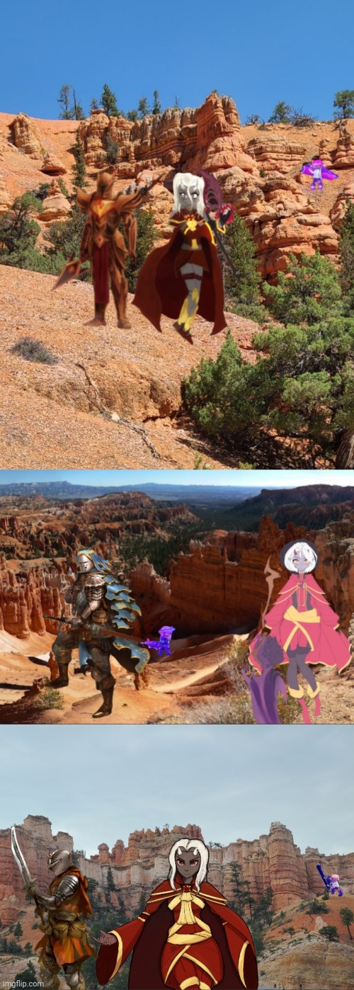 Images of me, Calamitas, and Inkmatas together in Bryce canyon | made w/ Imgflip meme maker