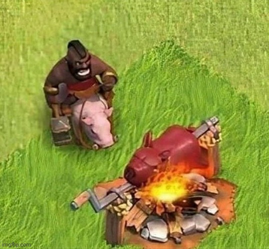 e | image tagged in hog rider | made w/ Imgflip meme maker