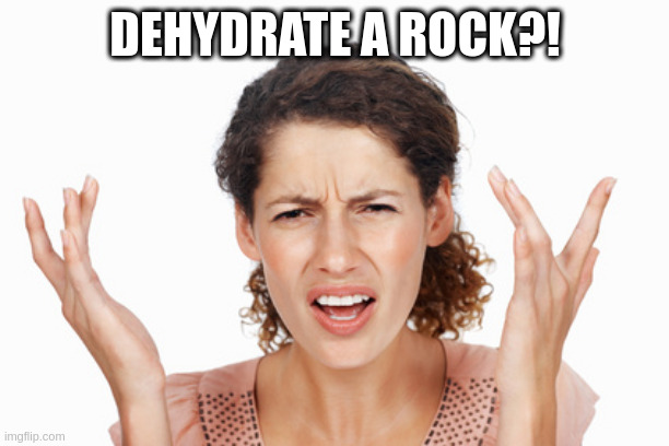 follow the damn recipe karen! | DEHYDRATE A ROCK?! | image tagged in indignant | made w/ Imgflip meme maker