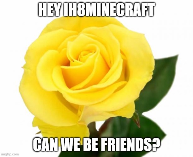 Yellow Rose of Friendship | HEY IH8MINECRAFT; CAN WE BE FRIENDS? | image tagged in yellow rose of friendship,memes,president_joe_biden | made w/ Imgflip meme maker