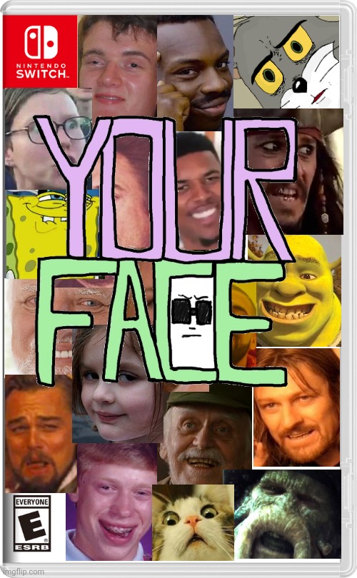 YOUR FACE THE GAME | image tagged in memes,nintendo switch,funny face,hide the pain harold,fake switch games | made w/ Imgflip meme maker