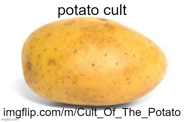 potato cult, because why not. | potato cult; imgflip.com/m/Cult_Of_The_Potato | image tagged in potato | made w/ Imgflip meme maker
