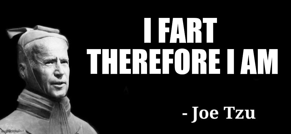 Seriously, I can't think of anything to add that would better describe the absurdity of this puppet and his "administration" | I FART 


THEREFORE I AM | image tagged in joe tzu | made w/ Imgflip meme maker