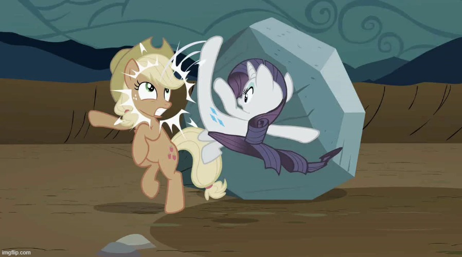 Rarity Kicks AppleJack | image tagged in my little pony friendship is magic | made w/ Imgflip meme maker