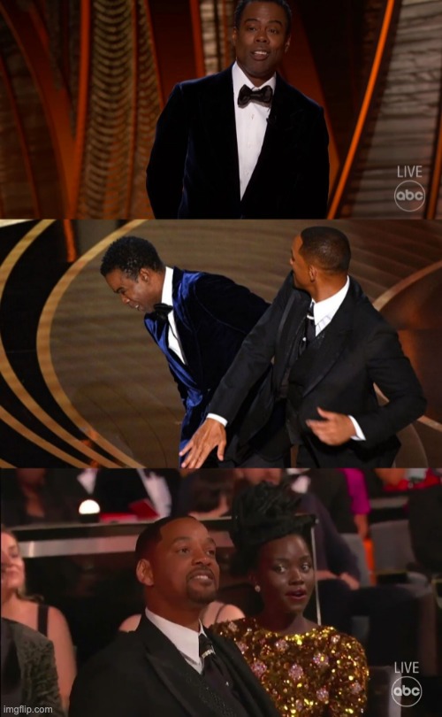 Will Smith Slap to Chris Rock | image tagged in oscars,will smith,will smith punching chris rock,chris rock | made w/ Imgflip meme maker