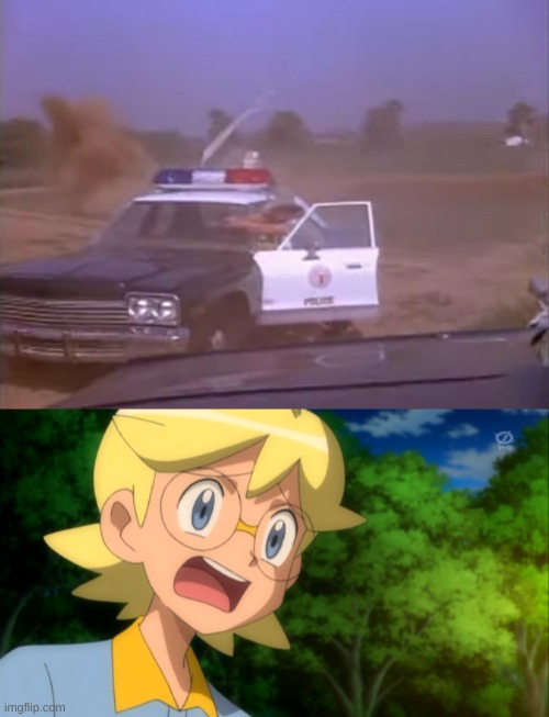 clemont's reaction to the helicopter crash scene | image tagged in helicopter,pokemon,anime,tomatoes | made w/ Imgflip meme maker