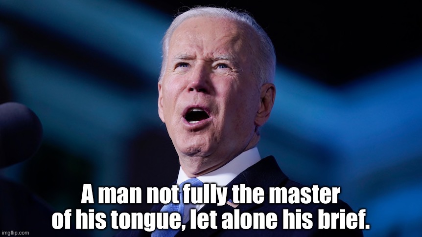 Joe Biden | image tagged in joe gaffe,not in control,tongue,brief,speech | made w/ Imgflip meme maker