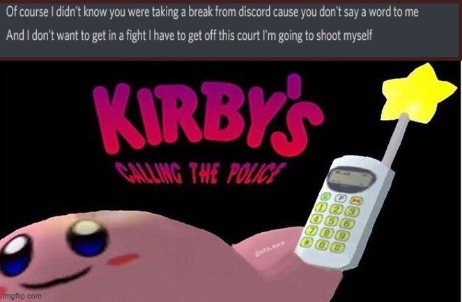 The police thanked me | image tagged in kirby's calling the police | made w/ Imgflip meme maker
