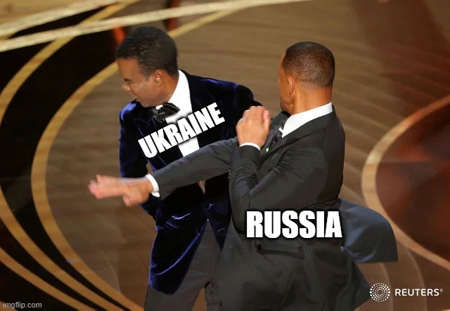 free epic sichuan | UKRAINE; RUSSIA | image tagged in will smith punching chris rock | made w/ Imgflip meme maker