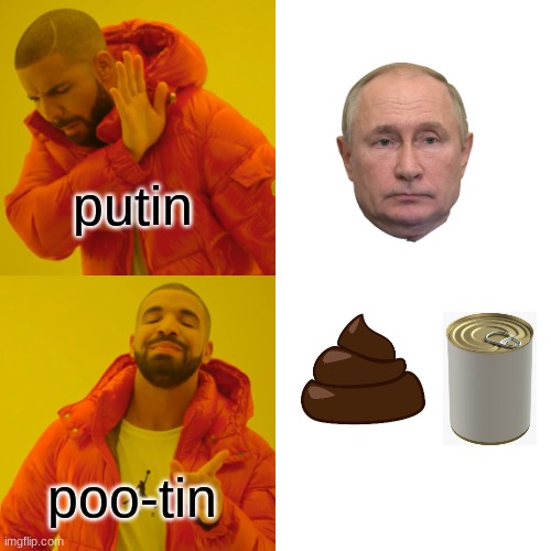 True | putin; poo-tin | image tagged in memes,drake hotline bling | made w/ Imgflip meme maker