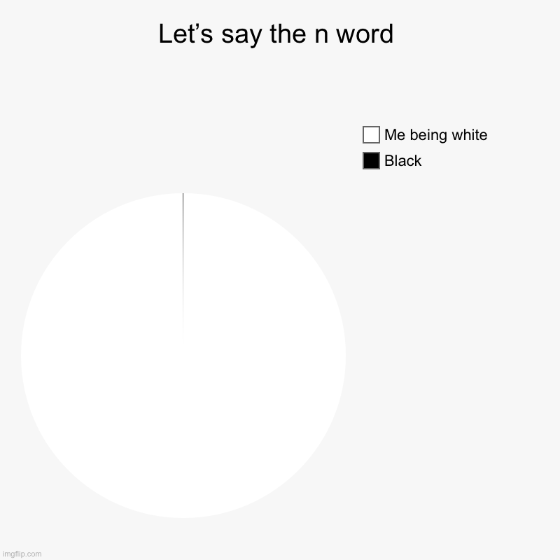 Let’s say the n word | Black , Me being white | image tagged in charts,pie charts | made w/ Imgflip chart maker