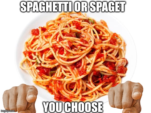 spagetti | SPAGHETTI OR SPAGET; YOU CHOOSE | image tagged in spagetti | made w/ Imgflip meme maker