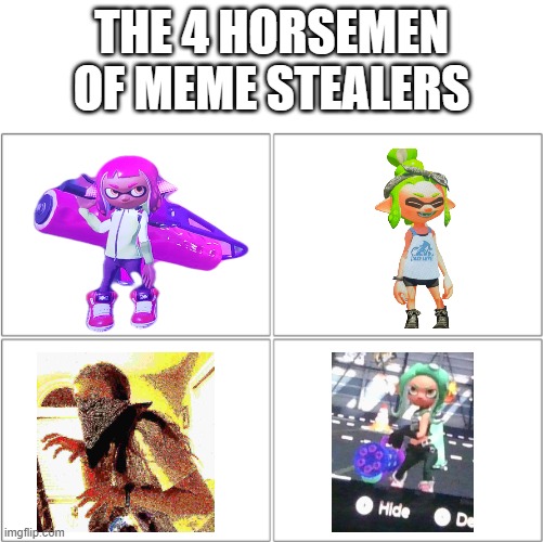 MEME STEALER | THE 4 HORSEMEN OF MEME STEALERS | image tagged in the 4 horsemen of | made w/ Imgflip meme maker