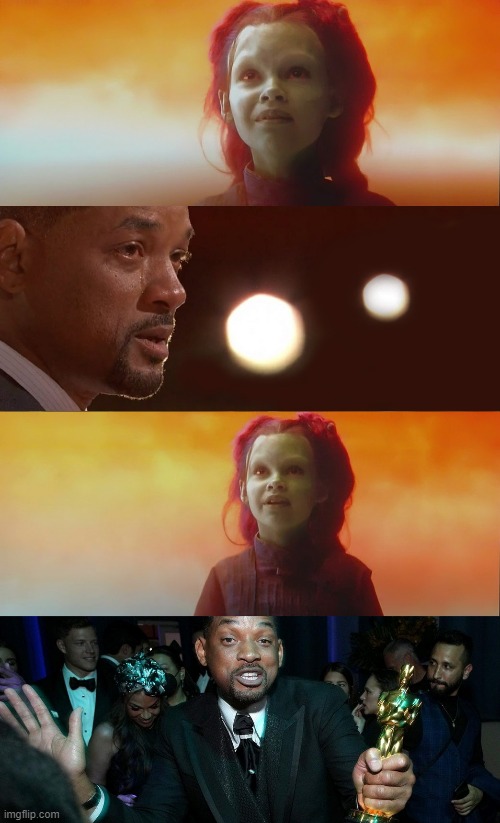 Will Smith Gamora No Consequences | image tagged in will smith,chris rock,will smith punching chris rock,gamora,thanos what did it cost,slap | made w/ Imgflip meme maker