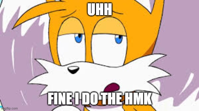 sonic tails views!!!!!!!!!!!!! | UHH; FINE I DO THE HMK | image tagged in tails the fox,sonic the hedgehog | made w/ Imgflip meme maker